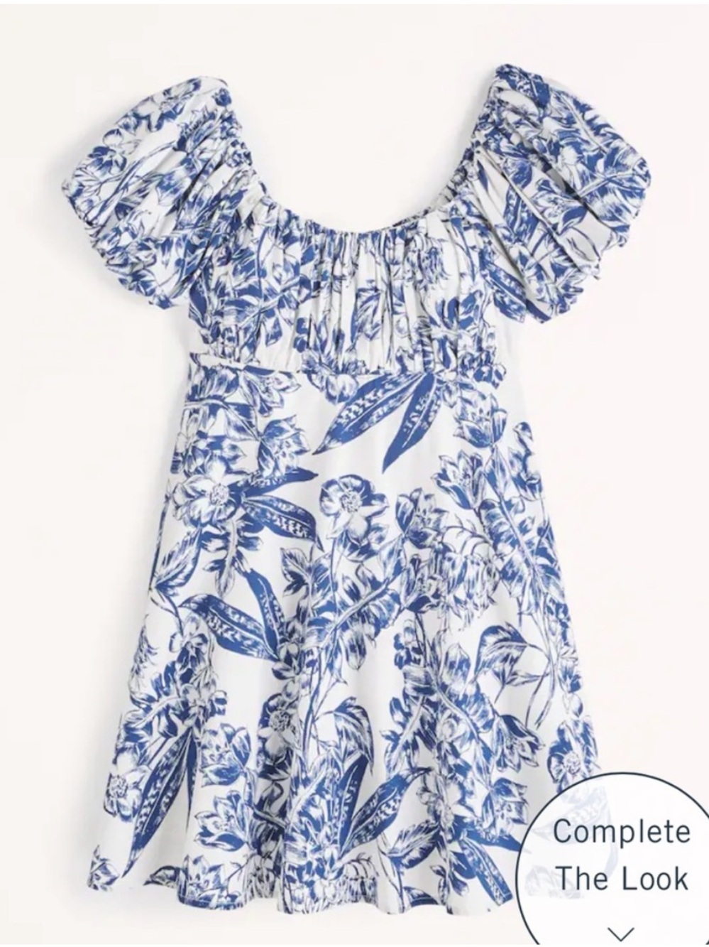 Abercrombie & Fitch White Mini Dress with Blue Floral Print